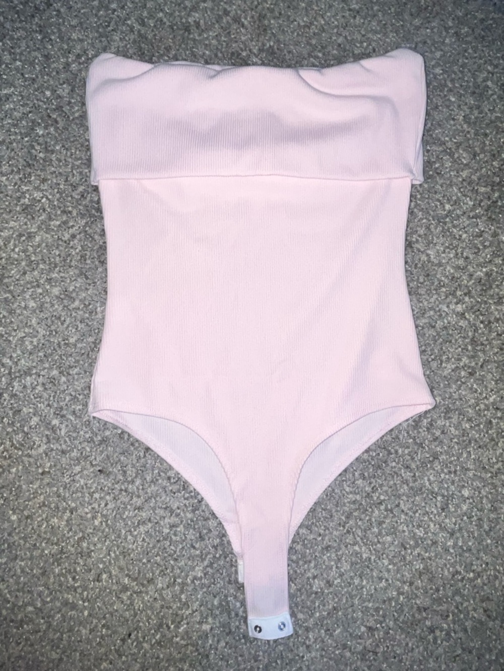 Light Pink Ribbed Strapless Bodysuit - Picture 3 of 5